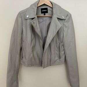 Light Grey Express Women’s Faux Leather Jacket